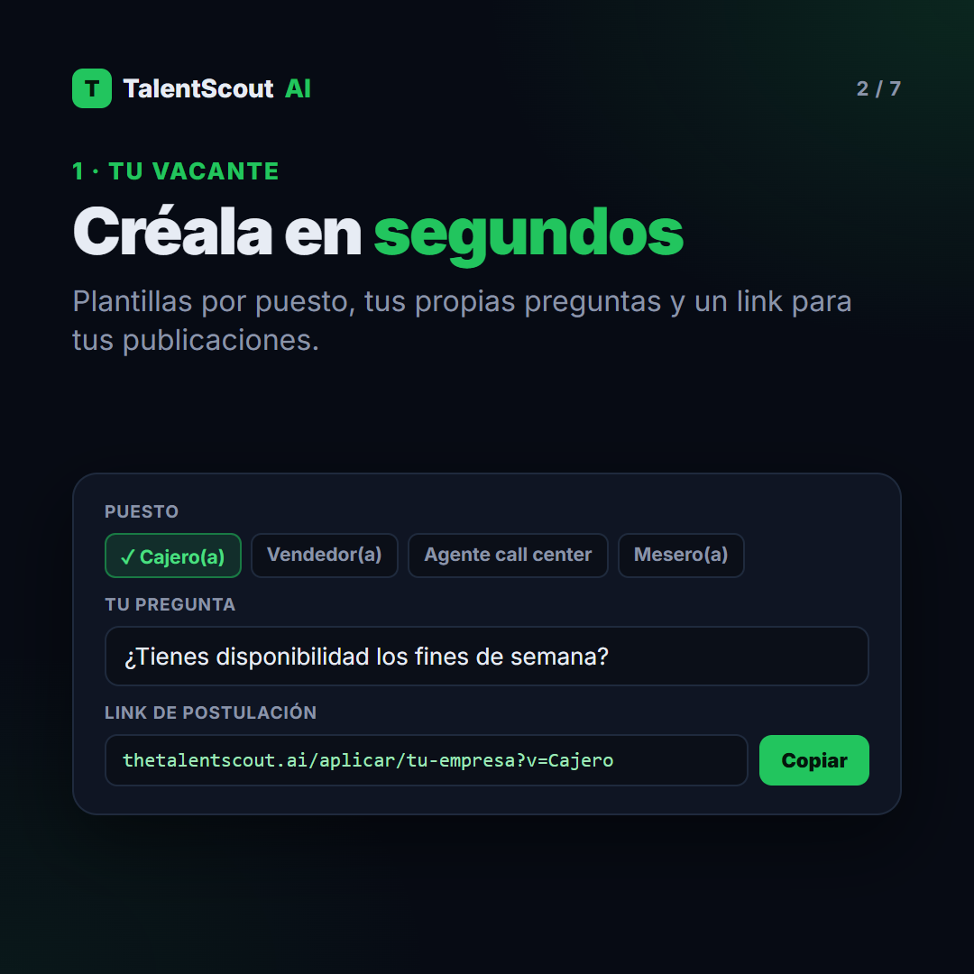 Crea tu vacante en segundos